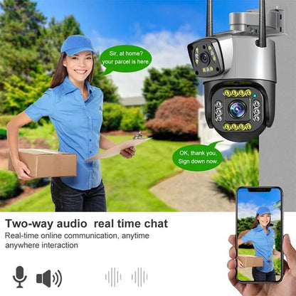 Dual Lens Smart WiFi CCTV Camera: Panoramic Outdoor Security System