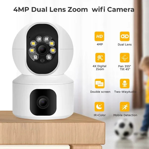 360° Dual Lens Smart WiFi CCTV Camera | Panoramic Indoor Home Security Camera