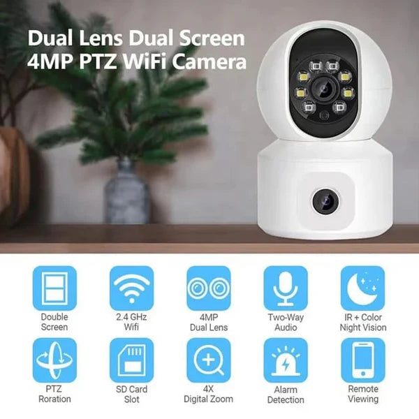 360° Dual Lens Smart WiFi CCTV Camera | Panoramic Indoor Home Security Camera