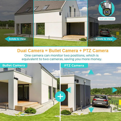 Dual Lens Smart WiFi CCTV Camera: Panoramic Outdoor Security System