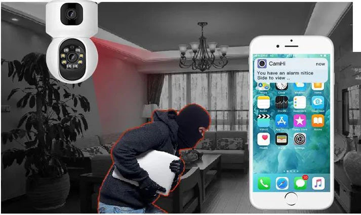 360° Dual Lens Smart WiFi CCTV Camera | Panoramic Indoor Home Security Camera