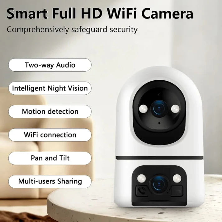 Dual Lens Smart WiFi CCTV Camera 360° | Advanced Wireless Home Security System