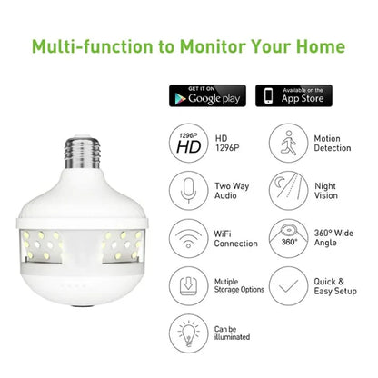 Bulb Socket Smart WiFi CCTV Camera with LED Light | 1080P Full HD Security Camera