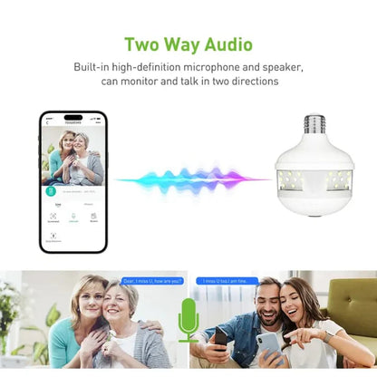 Bulb Socket Smart WiFi CCTV Camera with LED Light | 1080P Full HD Security Camera