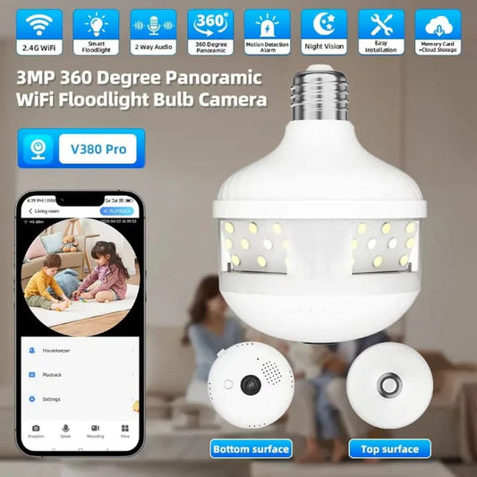 Bulb Socket Smart WiFi CCTV Camera with LED Light | 1080P Full HD Security Camera