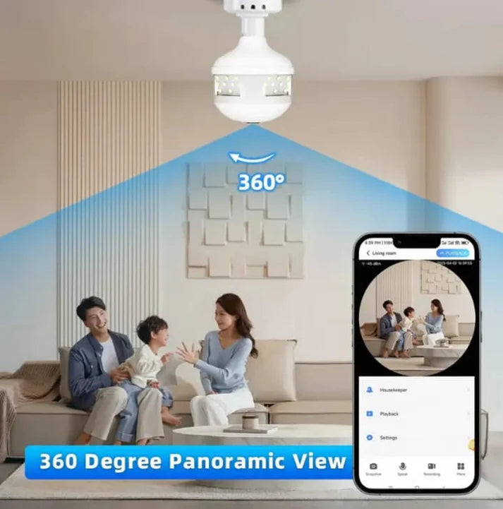 Bulb Socket Smart WiFi CCTV Camera with LED Light | 1080P Full HD Security Camera