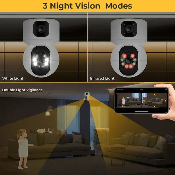 360° Dual Lens Smart WiFi CCTV Camera | Panoramic Indoor Home Security Camera