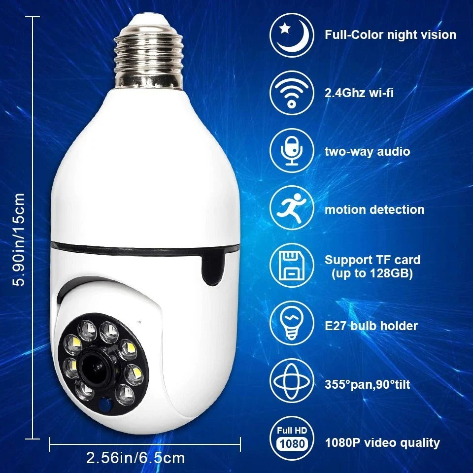 Bulb Socket Smart WiFi CCTV Camera 1080P Full HD | Hidden Security Camera